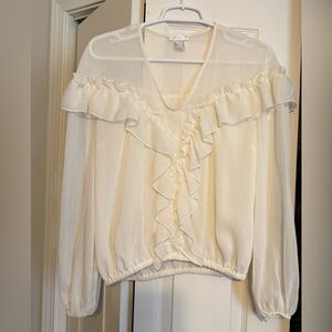 VENUS Cream Romantic Ruffle Blouse